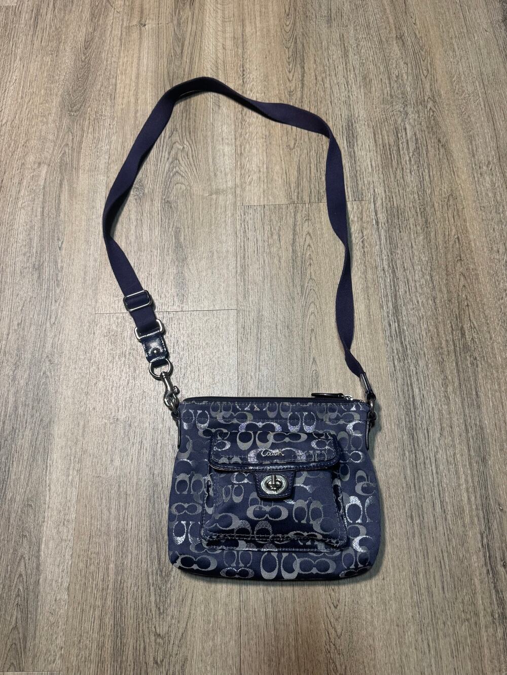 COACH Signature Canvas Navy Crossbody Bag